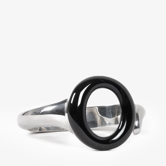 Tiffany & Co. Elsa Peretti Sevillana Sterling Silver Black Jade Cuff - Picture 2 of 5